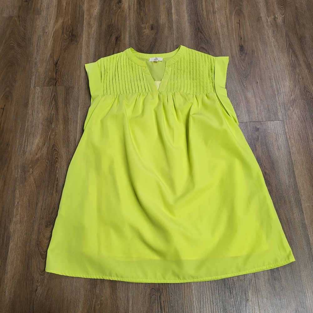 Entro Dress Lime Green Sz Small Oversized Pockets Pull On Relaxed Lined Soft